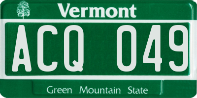VT license plate ACQ049