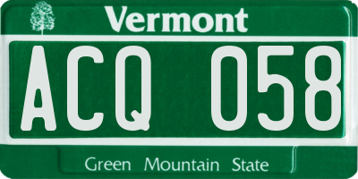 VT license plate ACQ058