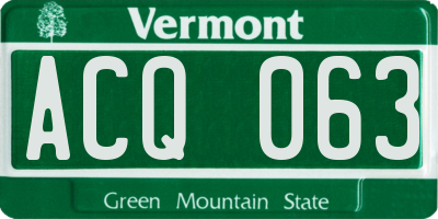 VT license plate ACQ063