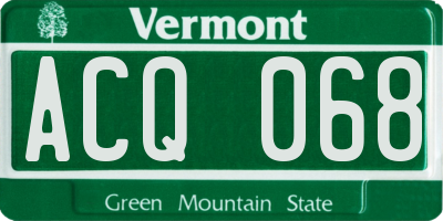 VT license plate ACQ068