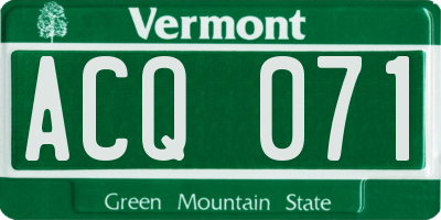 VT license plate ACQ071