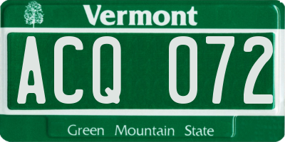VT license plate ACQ072