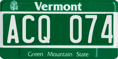 VT license plate ACQ074