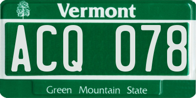 VT license plate ACQ078