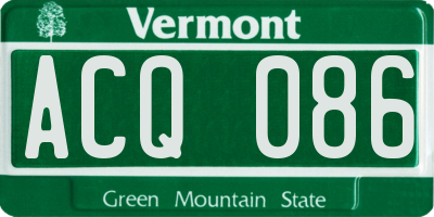 VT license plate ACQ086