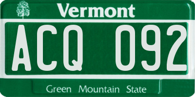 VT license plate ACQ092