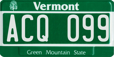 VT license plate ACQ099