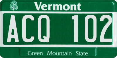 VT license plate ACQ102