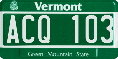 VT license plate ACQ103