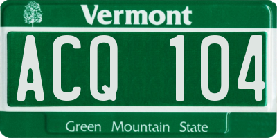 VT license plate ACQ104