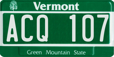 VT license plate ACQ107