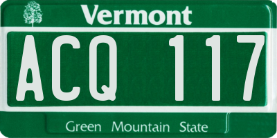 VT license plate ACQ117