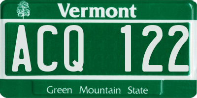VT license plate ACQ122