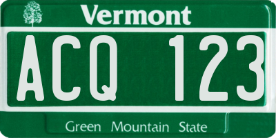 VT license plate ACQ123