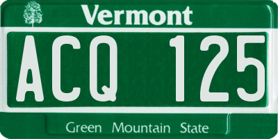 VT license plate ACQ125