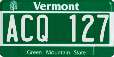 VT license plate ACQ127