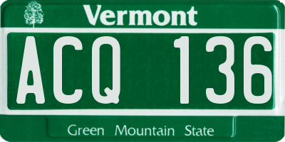 VT license plate ACQ136