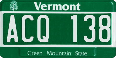 VT license plate ACQ138