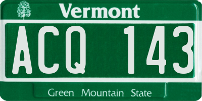 VT license plate ACQ143