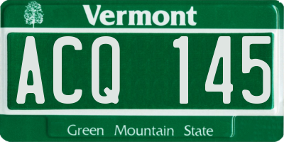VT license plate ACQ145