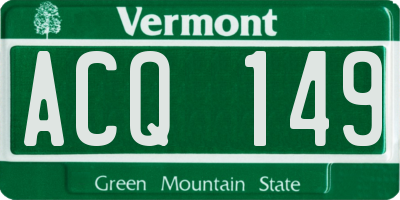 VT license plate ACQ149