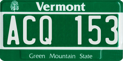 VT license plate ACQ153