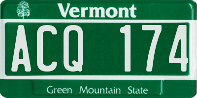 VT license plate ACQ174