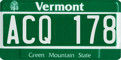 VT license plate ACQ178