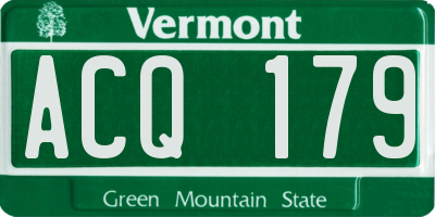 VT license plate ACQ179