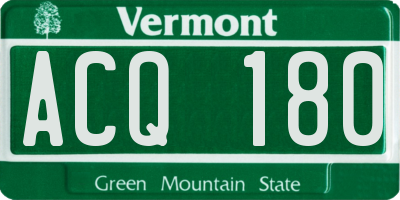 VT license plate ACQ180