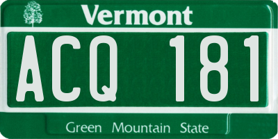 VT license plate ACQ181