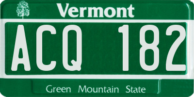 VT license plate ACQ182