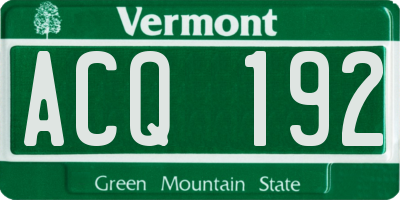 VT license plate ACQ192