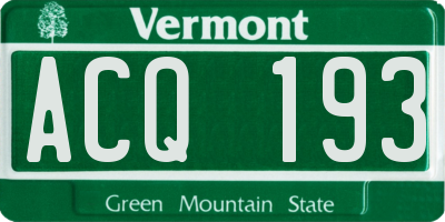 VT license plate ACQ193
