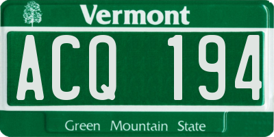 VT license plate ACQ194