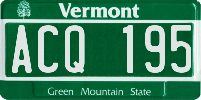 VT license plate ACQ195