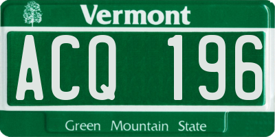 VT license plate ACQ196