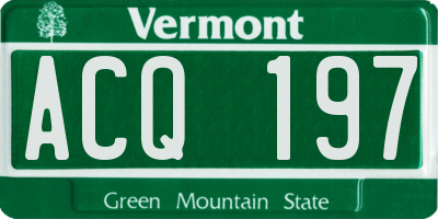VT license plate ACQ197