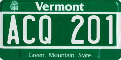 VT license plate ACQ201