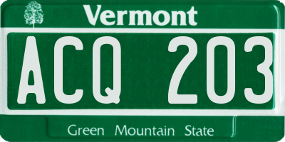 VT license plate ACQ203