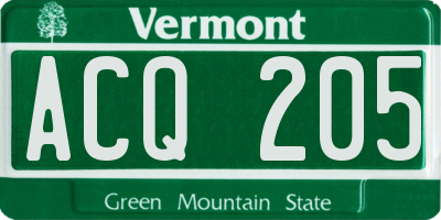 VT license plate ACQ205
