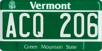 VT license plate ACQ206