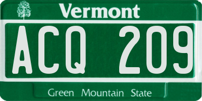 VT license plate ACQ209