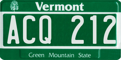 VT license plate ACQ212