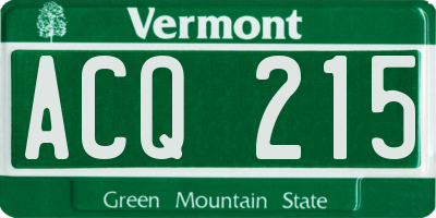 VT license plate ACQ215