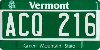 VT license plate ACQ216