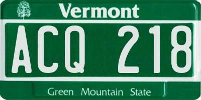 VT license plate ACQ218