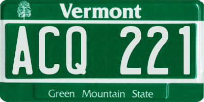 VT license plate ACQ221