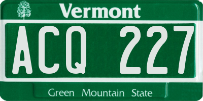 VT license plate ACQ227