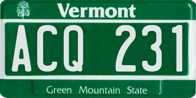 VT license plate ACQ231